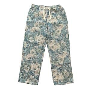 Woven Floral Tapestry Lounge Pants Elastic Waist Drawstring Modern Women’s M